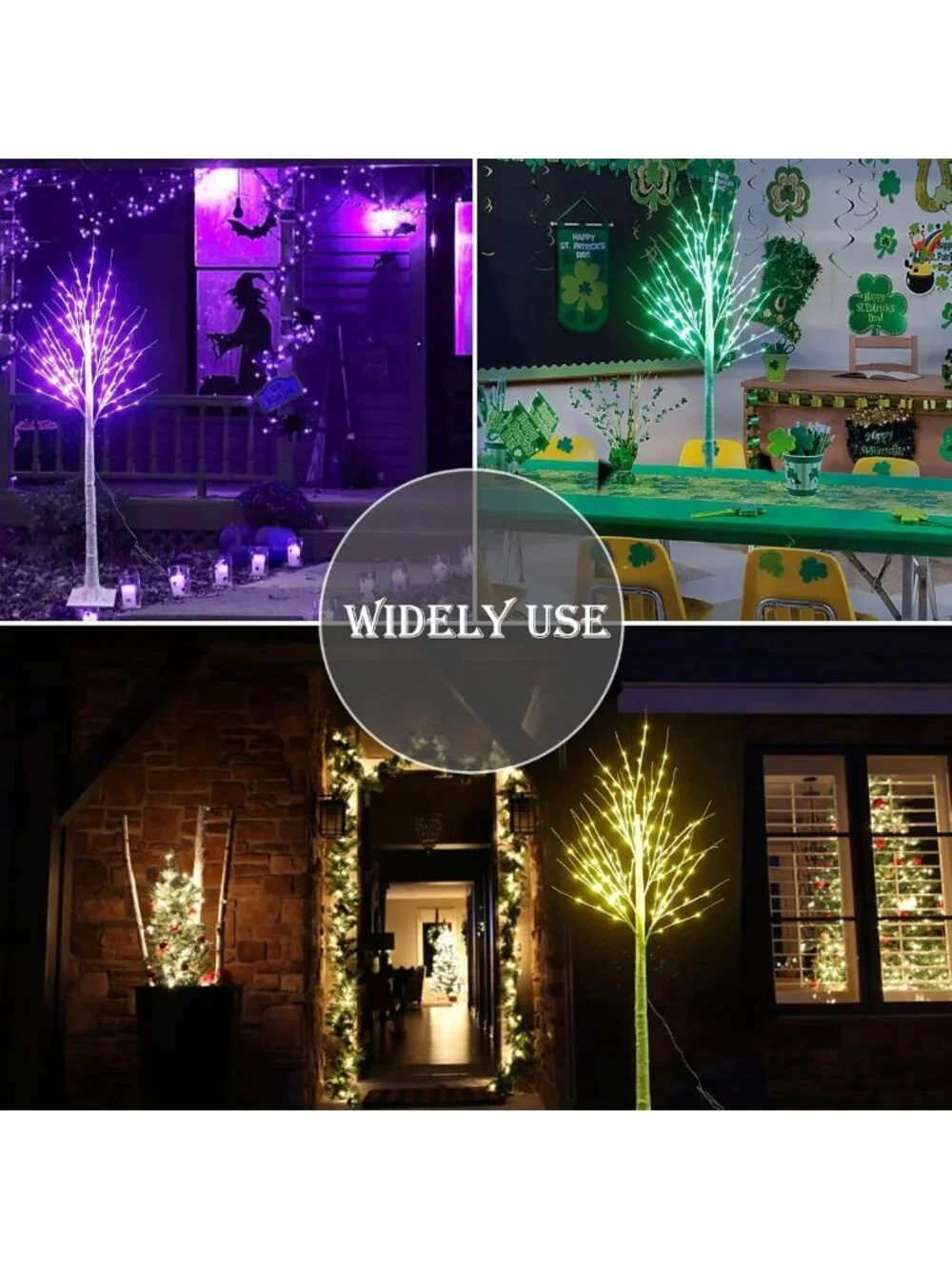 6FT Color Changing Lighted Birch Tree with 120 LED Lights for Halloween Decor